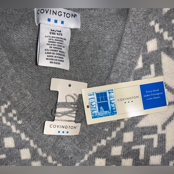 Covington Snowflake V-Neck Sweater Size Medium - Picture 4 of 6